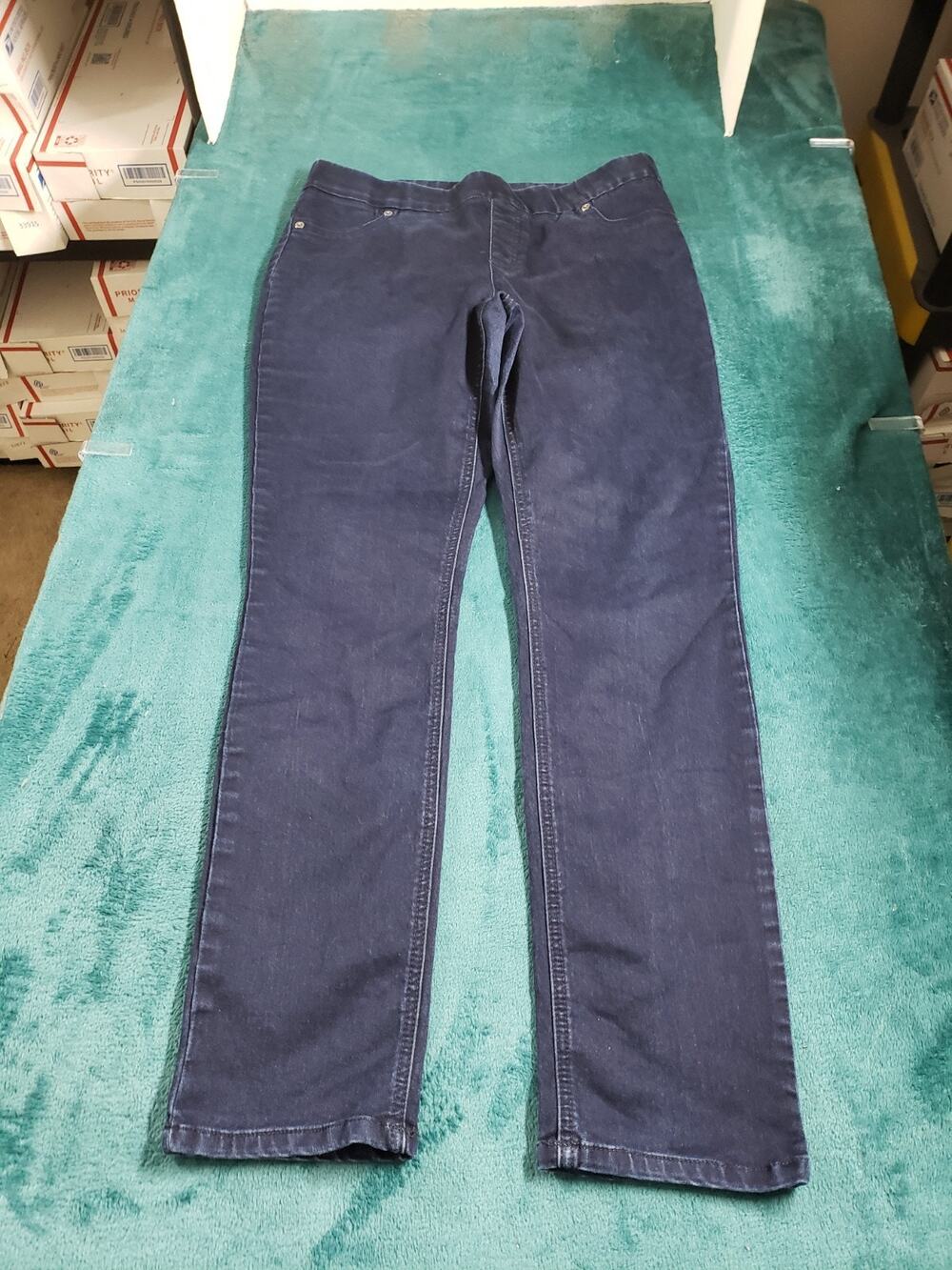 Chicos Jeans Size 1 US Size 8 Women Blue Pants Stretch Pull On Girlfriend Ankle